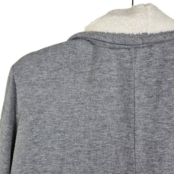 Ugg Faux Shearling Shawl Cardigan Size Medium Heather Gray Cream Ivory - Picture 6 of 16